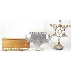 Lot of 3 vintage Hanukkah menorah lamps