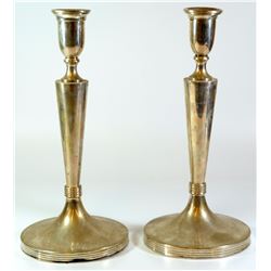 Pair of Hungarian Art Deco 800 silver Shabbat candlesticks