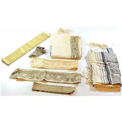 Lot of old 4 Tallit Atarot (neck bands) and 2 Tallitot