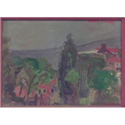 Bela Schaki (1907-2001), landscape of houses