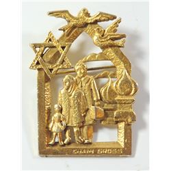 Chaim Gross (1904-1991), Russian Aliyah, gilt brooch