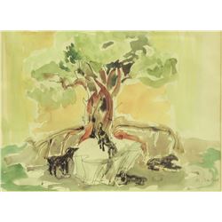Claire Szilard (b. 1921), tree and goats