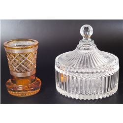 Lot of 2 glass items: goblet and bomboniere