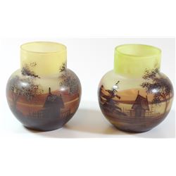 Pair of small Art Nouveau glass vases