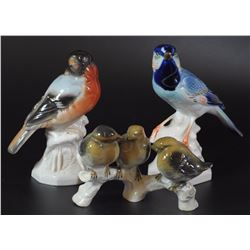 Collection of 2 old German porcelain bird figurines