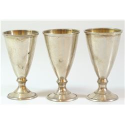 Set of 3 Soviet 875 silver goblets