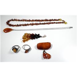 Collection of vintage amber jewels