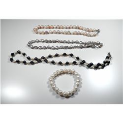 Collection of 3 pearl necklaces and a bracelet