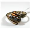 Image 1 : K8 gold ring with 3 green gemstone settings
