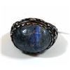 Image 1 : Large 925 sterling silver ring with lapis lazuli setting