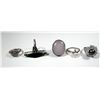 Image 1 : Collection of 5 vintage rings with gemstone settings, 4 of which are 925 sterling silver