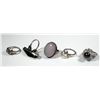 Image 2 : Collection of 5 vintage rings with gemstone settings, 4 of which are 925 sterling silver