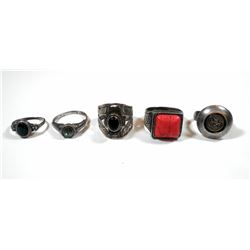 Collection of 5 vintage silver rings