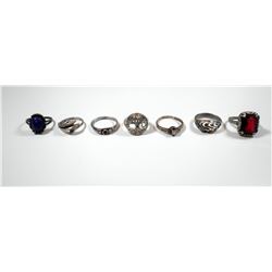 Collection of 7 vinatge silver rings