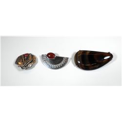 Collection of 3 silver vintage brooches
