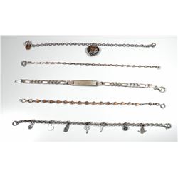 Collection of 5 925 sterling silver link bracelets