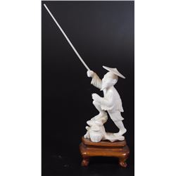 Fisherman, old quality Chinee ivory statuette