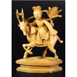 Princess riding a deer, antique Nepali ivory carving