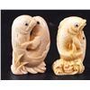 Image 2 : Lot of 2 ivory netsuke, couples of fish