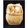 Image 1 : Ivory netsuke, mice crawling out of a basket
