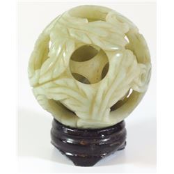 Ball inside ball, old jade carving