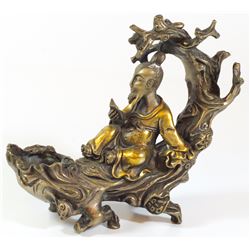 Old Tibetan sculpture, elder reading a book