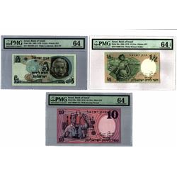 Collection of 3 Israel Bank notes, grading 64