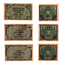 Collection of 6 Federal German banknotes under the Rule of Allied Forces, 1944-8