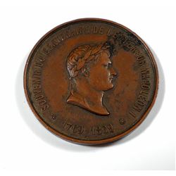 Antique French bronze medal of Napoleon III, 1869