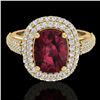 Image 1 : 3.10 CTW Garnet & Micro Pave VS/SI Diamond Certified Halo Ring 10K Yellow Gold - REF-81F8N - 20713