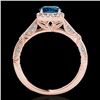 Image 2 : 1.36 CTW SI Certified Fancy Blue Diamond Solitaire Halo Ring 10K Rose Gold - REF-161M8F - 33757