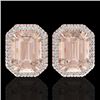 Image 1 : 8.40 CTW Morganite & Micro Pave VS/SI Diamond Halo Earrings 14K Rose Gold - REF-202H7M - 21229