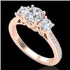 Image 1 : 1.67 CTW VS/SI Diamond Solitaire Art Deco 3 Stone Ring 18K Rose Gold - REF-281K8W - 37029