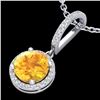 Image 1 : 2 CTW Citrine & Micro Pave VS/SI Diamond Necklace Designer Halo 18K White Gold - REF-54M7F - 23192