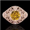Image 2 : 1.07 CTW Intense Fancy Yellow Diamond Engagement Art Deco Ring 18K Rose Gold - REF-254X5R - 37554