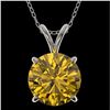 Image 1 : 2.03 CTW Certified Intense Yellow SI Diamond Solitaire Necklace 10K White Gold - REF-492W2H - 36816