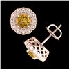Image 4 : 1.32 CTW Intense Fancy Yellow Diamond Art Deco Stud Earrings 18K Rose Gold - REF-218H2M - 37841