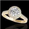 Image 1 : 1.93 CTW H-SI/I Certified Diamond Solitaire Halo Ring 10K Yellow Gold - REF-355W3H - 33519