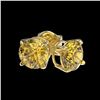Image 4 : 1 CTW Certified Intense Yellow SI Diamond Solitaire Stud Earrings 10K Yellow Gold - REF-116F3N - 330