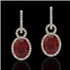 Image 1 : 8 CTW Garnet & Micro Pave Solitaire Halo VS/SI Diamond Earrings 14K Yellow Gold - REF-100Y2X - 22738