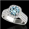 Image 1 : 1.80 CTW SI Certified Fancy Blue Diamond Solitaire Halo Ring 10K White Gold - REF-209M3F - 34065