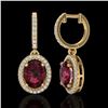 Image 2 : 3.75 CTW Garnet & Micro Pave VS/SI Diamond Earrings Solitaire Halo 18K Yellow Gold - REF-100R2K - 20