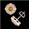 Image 4 : 1.50 CTW Intense Fancy Yellow Diamond Art Deco Stud Earrings 18K Rose Gold - REF-178N2A - 37701