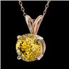 Image 2 : 1.27 CTW Certified Intense Yellow SI Diamond Solitaire Necklace 10K Rose Gold - REF-240V2Y - 36795