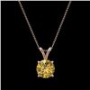 Image 4 : 1.27 CTW Certified Intense Yellow SI Diamond Solitaire Necklace 10K Rose Gold - REF-240V2Y - 36795