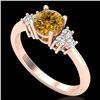 Image 1 : 1 CTW Intense Fancy Yellow Diamond Engagement Classic Ring 18K Rose Gold - REF-130F9N - 37596