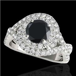 1.75 CTW Certified VS Black Diamond Solitaire Halo Ring 10K White Gold - REF-94N2A - 33867