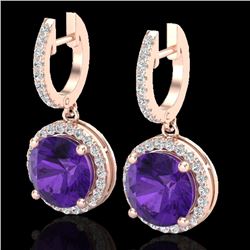 4 CTW Amethyst & Micro Pave VS/SI Diamond Certified Designer Halo 14K Rose Gold - REF-72N7A - 23176