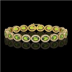 13.87 CTW Peridot & Diamond Bracelet Yellow Gold 10K Yellow Gold - REF-251F6N - 40873