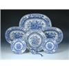 Image 1 : An early 19th century blue and white part dinner set, possibly Minton, each piece printed with a ba.